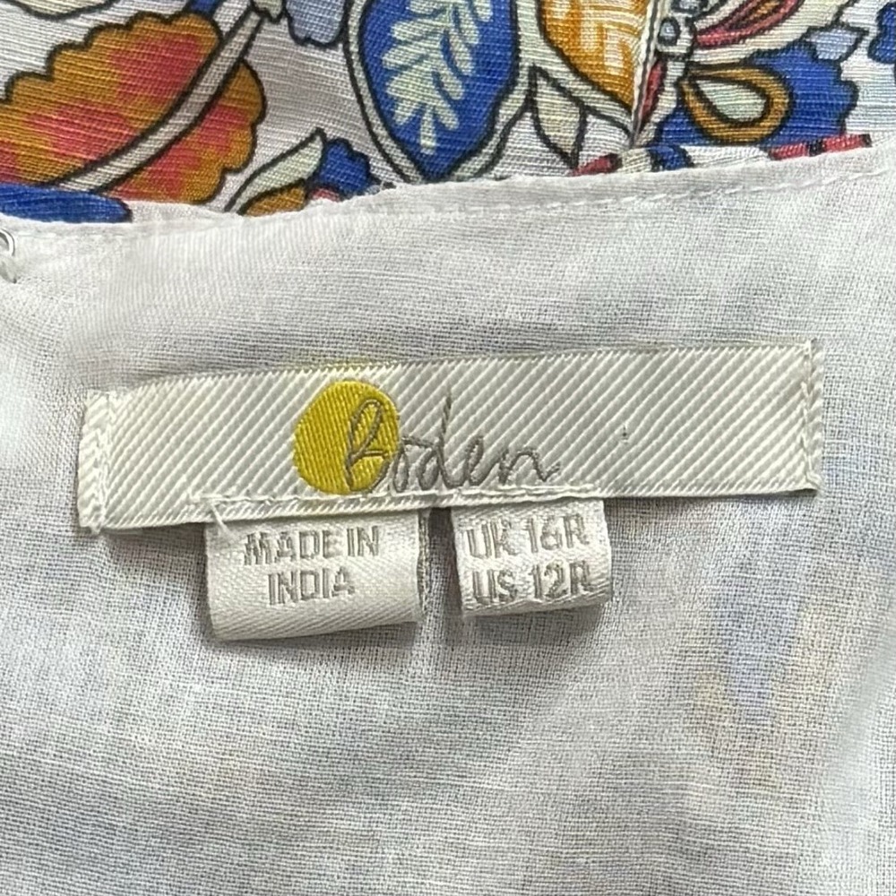 Boden Full Skirt Paneled Linen Blend Midi Dress  Multicolor Paisley Vine 12 - Picture 9 of 12